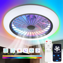 50 W Leise Deckenventilator mit Beleuchtung, RGB-Farbwechsel dimmbar, Timing 6-Gang-Geschwindigkeiten Fan Decken luminaire