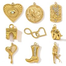 3pcs/Lot Stainless Steel 3D The Triumphal Arch Lovers Pendants Boot Heart Eye DIY Charms Women French Love Dog Dream Jewelry