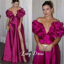 Vestido de fiesta de noche Línea satinada Una puño rotador tridimensional Vestidos largos de fiesta elegantes para ocasiones formales Lujo personalizado