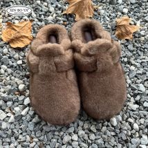 Fashion Mink Faux Fur Slippers Women Winter Toe Wrap Warm Slippers Woman Shoes Thick Soft Sole Slides Outdoor Flat Fur Slippers