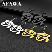 Antiker ägyptischer Auge des Horus baumelnder Ohrring für Frauen, Edelstahl, goldfarben, Glücks-Amulett-Ohrringe, Schmuck