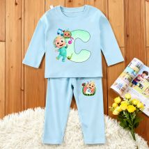2PCS Cocomelons Kids Pajamas Set Anime Printed Fall Winter Warm Shirt Tops Boys Girls Children Clothes Cute Nightshirt Xmas Gift