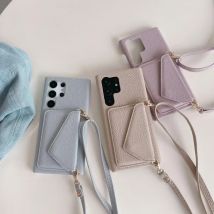 Umhängetasche aus Leder für Samsung Galaxy S23 FE S25 S24 S22 Ultra A15 A25 A35 A55 A54 A34 Wallet mit Kartenhalter-Abdeckung