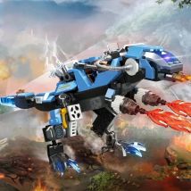 Dinosaurier Mecha Bausteine Blau Dinosaurier Weißer Hund Mecha Montage Ziegel Modell Desktop Dekoration Kinder Urlaub Geschenk