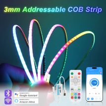 5V New 3mm Super Thin Addressable COB LED Strip RGBIC Individual Pixel Control 240LEDs WS2812B Dream Color USB Powered LED Tape