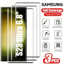 3 pezzi di vetro temperato per Samsung Galaxy S23 S22 S21 Ultra S24 Ultra S9 S8 Nota 20 10 protezioni per schermo anti-impronte curve 3D