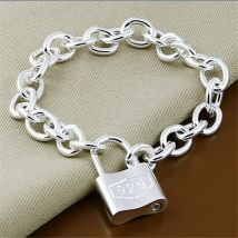 Bracciale con lucchetto squisito in argento sterling 925 di moda di lusso per uomo donna Natale San Valentino Regali di gioielli di alta qualità