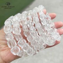JD Natürliche Stein Berg Quarz Unregelmäßige Quadratische Perle Armband Frauen Reiki Healing Kristall Stretch Armreifen Yoga Schmuck Weibliche