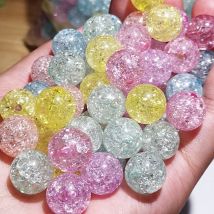 8-16mm transparente gemischte rissige Acryl kristall perlen runde Abstands perlen für Schmuck herstellung DIY Handarbeit Armbänder Halsketten