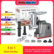 Picadora de carne eléctrica con 3 platos de corte de acero inoxidable, picadora de galletas y salchichas para cocina casera, herramientas para cena navideña