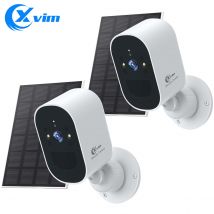 XVIM 1080P 2er-Pack Solar-Überwachungskamera-Monitor, kabellos, für den Außenbereich, 4 MP Batterie, solarbetriebene Kamera, automatische Alarmüberwachung