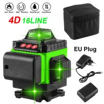 Nivel láser 360 autonivelante, herramienta de línea cruzada 4D, 4x360 °, verde, con bolsa de herramientas