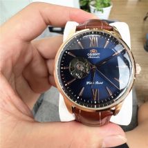 Reloj clásico Orient Double Lion serie reacondicionado de segunda mano reloj mecánico automático de piel reloj hueco para hombre RA-AG002