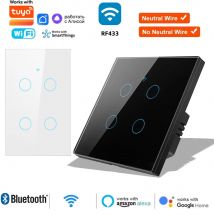 Kompatibel mit Tuya Smart WLAN-Schalter RF433MHz Bluetooth Touch-Panel EU/US 1/2/3-fach Wandschalter Sprachsteuerung Alexa Google