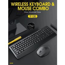 TF100 Wireless Keyboard and Mouse Set Gaming Computer Office Accessories Laptop 2.4G Keyboard Wireless Mouse USB Roller Laser
