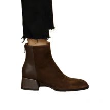 High Quality Chelsea Ankle Boots Spring and Autumn Stylish Comfortable Women's Boots Thick Heel Frosted Leather Women's Shoes