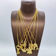 Vergoldete Kette und Anhänger für Mann Frauen afrikanischen Dubai Kupfer Schmuck Accessoires s Größe Elefant Kreuz Vintage Party Gi