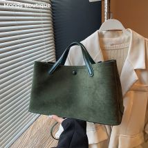tasche damen handtasche frauen taschen luxus marke MOODS Marken-Luxus-Designer-Handtaschen für Damen, 2-in-1, Kunst-Wildleder, reine Farbe, große Kapazität, Shopper, Schultertasche, Set 2025,