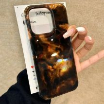 Vortex Muster Bernstein Schwarz Braun Mischung Silikon Handyhülle für iPhone 17 16 11 12 13 14 15 Pro Max XR Plus SE2 16E 17 Air Cover