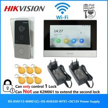 KIT videocitofono multilingue HIKVISION DS-KIS603-P(C), include DS-KV6113-WPE1(C) e DS-KH6320-WTE1 e alimentatore, supporto poe