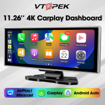 Vtopek 11.26 "4k Auto DVR Carplay Android Auto Dashboard Recorder GPS Navigation Bluetooth Aux Dash Cam Monitor Airplay Miracast