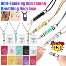 Titanium Steel Breathing Necklace for Anxiety Relief Breathlink Quit Smoking Vaping Necklace Stop Smoking Aids Fidget Necklaces