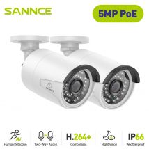 SANNCE 2PCS Ultra HD 5MP POE Camera Outdoor Indoor Weatherproof Security Network Bullet EXIR Night Vision Kit telecamera di avviso e-mail