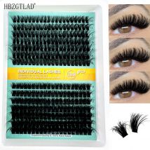 Dicke Wimperncluster D Curl Wispy Einzelwimpern Cluster Wimpernverlängerung 280 Stück Falsche Nerzwimpern DIY 5D Flauschige Wimpern