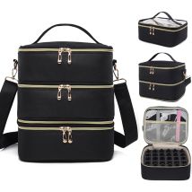 3-lagige Nagellack-Aufbewahrungstasche, Kosmetiktasche, tragbare Handtasche für Frauen, Reisen, ätherisches Öl, Tasche, Aufbewahrungsbox für Nagelpflege-Werkzeuge