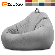 OTAUTAU Sitzsackbezug aus Baumwollleinen ohne Füllung, Bodenecke, Lazy Beanbag Chair Pouf, Salon Ottoman Puff Lounger Sac DD002