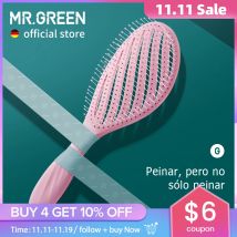MR.GREEN-cepillo de pelo hueco para el cuero cabelludo, peines de masaje para el cabello, desenredante de peinado, herramienta de desenredado de secado rápido, cabello rizado húmedo y seco