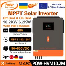 Inversor Solar híbrido PowMr 10,2 kW 6,2 kW con función de conexión en red MPPT 160A 120A controlador de cargador Solar Max PV 500Vdc