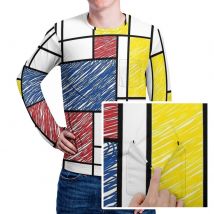 Mondrian Minimalist De Stijl Modern Art T-Shirt Men  Street Style T-Shirts Daily Trending Tee Shirt Long Sleeve Big Size Tops