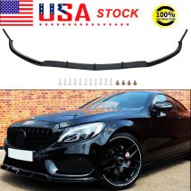 MagicKit ABS Car Front Bumper Spoiler Lip Splitter Trim for Mercedes Benz C-Class C205 W205 A205 2015 2016 2017 2018 Black CAR