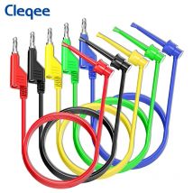 Cleqee P1045 5 Stück Testhaken-Clips auf 4 mm stapelbare Bananenstecker-Messleitungen, Mini-Greifkabel, Multimeter, Kupfer, 100 cm Draht