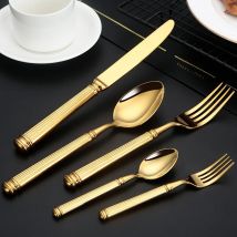 Gold Edelstahl Cuterly Sets Gästegeschenk Geschirr Römischer Griff Messer, Gabeln, Löffel, Kuchenspatel Restaurant Küchenartikel