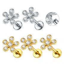 1/5PCS 16G Fiore di cristallo Trago Helix Piercing in acciaio inossidabile Labret Lip Bar Anelli Stud Cartilagine Ear Piercing Gioielli per il corpo