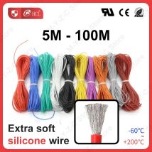 5M-100M Heat-resistant Cable Ultra Soft Silicone Wire 30 28 26 24 22 20 18 16 14 AWG High Temperature Flexible Copper Connector