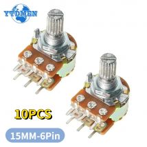 10PCS WH148 Potentiometer 6Pin 15mm Welle mit Muttern und Unterlegscheiben Linear Potentiometer 10K 1K 2K 5K 20K 50K 100K 250K 500K 1M