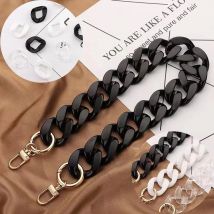 Parti accessorie per borse da donna alla moda da 40-120 cm Catena carina Catena in resina acrilica nera Tracolla di lusso Maniglia per frizione a spalla da donna