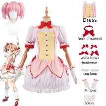 Anime Puella Magi Madoka Magica Cosplay Kostüm Magic Girl Kampfanzug Magic Girl Kampfanzug Full Set Kleid Perücke Party Uniform