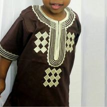 H&D Shirt Pants 2 Pieces Set For Kids Boys African Dashiki Hippie Clothes Children Embroidery Short Sleeve Top Trouser Suit Robe