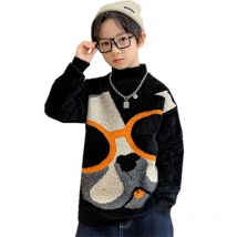 Children's Sweaters Young Boys Kids Winter Clothes Mink Wool Cartoon Dog Pattern Pullover Teenager O-Neck Sweater 5-14 Years Old