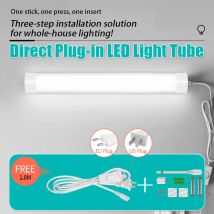LED Light Tube Direct Plug-in Light Tube 110V 220V LED Lamp Tube Desk Work Study Shop Garage Warehouse Kitchen Cabinet Lighting