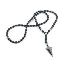Pfeil Halskette Matte Imitation Schwarz Achat Runde Perle Hämatit Minimalistischen Harajuku Stil Männer Frauen Halsketten