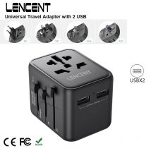 Lencent internat ionaler reise adapter mit 2 usb anschlüssen all-in-one reise ladegerät netzteil eu/uk/usa/aus stecker für die reise