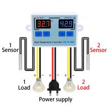 W1088 Dual LED Digital Temperature Sensor Meter Controller Electric Heating Thermostat 220V Aquarium Incubator Thermoregulator