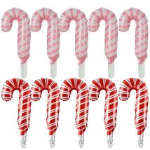 10 stücke Mini Frohe Weihnachten Zuckerstange Folie Ballons Handheld Stick Neue Jahr Party Dekoration Weihnachten Geschenke Luft Globos Liefert