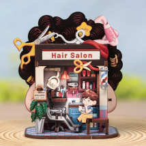 CUTEBEE Mini Store Series DIY Miniaturhaus 3D Holzpuzzle Spielzeug Handgefertigtes Puppenhaus-Set für TaleBox Corner Hair Solan
