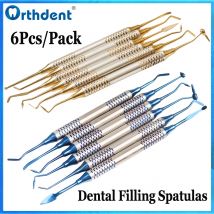 6 Stück Dental harz Spatel zusammen gesetzte Füllung Titan plattiertes Kopfharz Füllstoff-Set Dental zubehör Dental werkzeuge